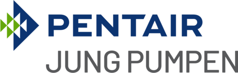 Pentair Jung Pumpen Logo mit blau-grünem Symbol und grauem Schriftzug